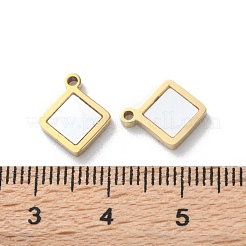イオンプレーティング（IP）304ステンレススチールチャーム  パヴェシェル付き  18KGP本金メッキ  菱形  11x9x1.5mm  穴：1.2mm&nbsp;STAS-Z099-02G-06