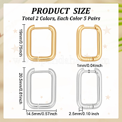 10 пара двухцветных сережек-колец из нержавеющей стали&nbsp;EJEW-UN0003-05