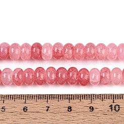 ガラスビーズ連売り  模造桜石英ガラス  ロンデル  染め  ライトコーラル  8~8.5x4.5~5mm  穴：1~1.2mm  約155~159個/連  30.12~31.30インチ（76.5~79.5cm）&nbsp;X-GLAA-N059-5x8mm-39