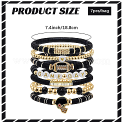 Ensemble de 8 bracelet extensible en pâte polymère (1 sachets) avec perles heishi et ccb en plastique&nbsp;BJEW-PA0001-12E