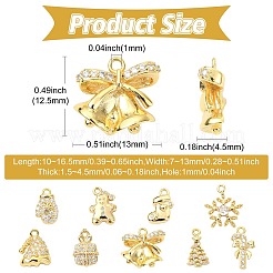 9 pz. 9 stili di ciondoli a tema natalizio in ottone micro pavé con zirconi cubici trasparenti&nbsp;KK-CJ0003-77