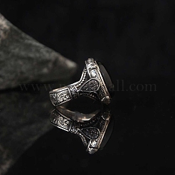 Овальные перстни из натурального окрашенного и нагретого черного агата&nbsp;PW-WG03CB0-02