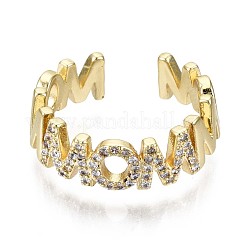 Латунные кольца из манжеты с прозрачным цирконием&nbsp;RJEW-S044-109-NF