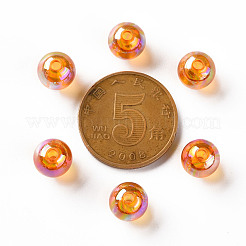透明なアクリルビーズ  ABカラーメッキ  ラウンド  オレンジ  8x7mm  穴：2mm  約1745個/500g&nbsp;MACR-S370-B8mm-724