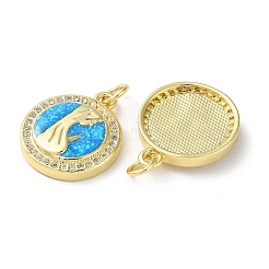 Латунные микропаве прозрачные подвески с фианитом&nbsp;KK-C045-05G