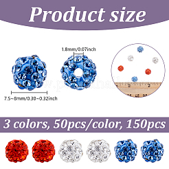 150 pz 3 colori strass pavé perline da discoteca&nbsp;RB-UN0001-17C