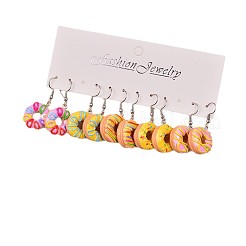 5 paire de boucles d'oreilles pendantes en résine et alliage pour la Saint-Valentin&nbsp;WG71B98-03