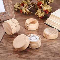 木製のリングボックス  ジュエリーギフト包装用  コラム  バリーウッド  5.1x3.65cm  内径：4のCM&nbsp;CON-WH0078-24A