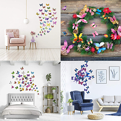 6 цвет искусственных пластиковых украшений в виде бабочек&nbsp;DJEW-CJ0001-01