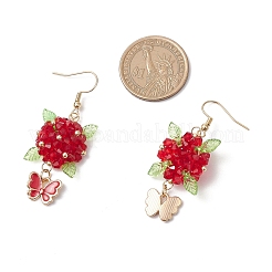 Pendientes colgantes de flor y mariposa de acero inoxidable 304&nbsp;EJEW-MZ00455-04