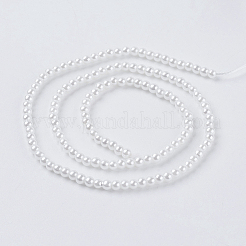 Круглые бусины из экологически чистого окрашенного стекла с жемчугом HY-A002-3mm-RB001