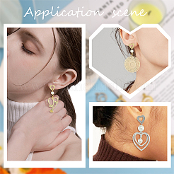 40 шт. 2-цветная фурнитура для сережек-гвоздиков из нержавеющей стали 201 в форме сердца STAS-SC0005-30