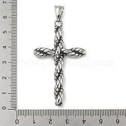 316サージカルステンレススチール製ビッグペンダント  クロスチャーム  宗教  アンティークシルバー  56x32.5x5.5mm  穴：4.5x8mm&nbsp;STAS-Z073-67AS-03
