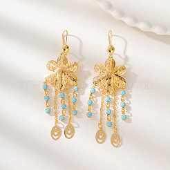 Элегантные серьги-кольца из латунного цветка с овальной кисточкой PF9976-2