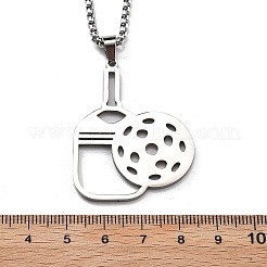 Colliers à chaîne avec pendentif en forme de raquette de pickleball en acier inoxydable 201 pour femmes et hommes&nbsp;NJEW-H050-01B-P