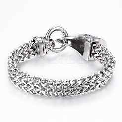 Bracciali a maglie con catena a grano a due livelli in acciaio inossidabile 304&nbsp;BJEW-H524-07
