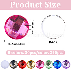 240 Stück 8 Farben Acryl-Strass-Cabochons&nbsp;GACR-CY0001-01
