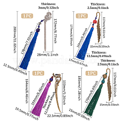 4 шт. 4 закладки из сплава в китайском стиле с изображением перьев/дракона/феникса AJEW-GO0001-62