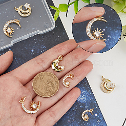 8шт 4 стиля латунные микропаве прозрачные подвески с кубическим цирконием&nbsp;ZIRC-BBC0001-13