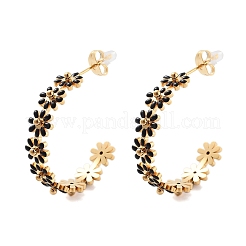 Pendientes de botón esmaltados de acero inoxidable 304&nbsp;EJEW-S226-02G-01