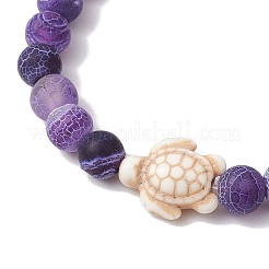 Bracciali elastici con perline rotonde di agata naturale invecchiata e tinta&nbsp;BJEW-JB11078-02