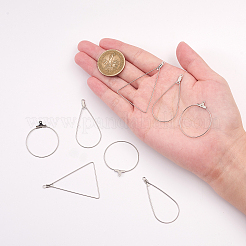 DIYイヤリングキット  304ステンレススチールフープピアス金具を含む  プラスチック製ピアスキャッチ  304ステンレススチールイヤリングフック  ステンレス鋼色  48x23x0.5mm&nbsp;DIY-CJ0001-73