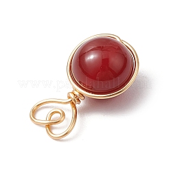 4 stücke 4 arten natürliche rose quarz & aventurin & amethyst & karneol kupfer draht gewickelt herz ball anhänger&nbsp;PALLOY-TA00215-01
