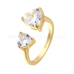 Манжеты из латуни с микро паве кубический цирконий для женщин&nbsp;RJEW-F181-10G-01