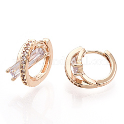 Серьги-кольца из латуни с микропаве из кубического циркония EJEW-P238-09KCG