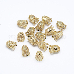 Cloche creuse avec embouts de cordon en laiton fleuri&nbsp;KK-M168-01G
