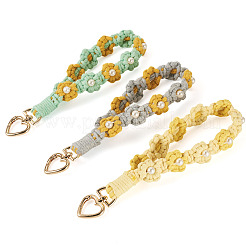 3 pendentif décoratif en forme de fleur tressée en coton&nbsp;AJEW-TA0002-72B