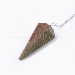Шестиугольные заостренные биолокационные маятники из натурального и синтетического камня G-T097-07