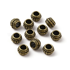 チベット風亜鉛合金ヨーロピアンビーズ  大穴ビーズ  DIYアクセサリー  ロンデル  アンティークブロンズ  8x5.5~6mm  穴：4.5mm&nbsp;FIND-WH0114-51AB
