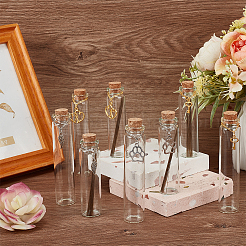 8 шт. 4 стиля прозрачных стеклянных пустых бутылок с подвесками и пробкой AJEW-DR00026