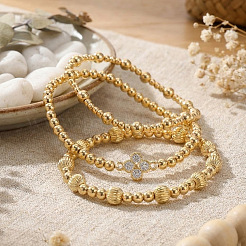 3 Set mit 3 verschiedenen Armbändern aus Messingperlen für Damen&nbsp;PF9658