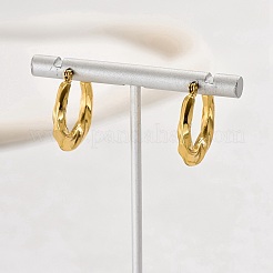 304ステンレススチールツイストフープピアス（女性用）  ゴールドカラー  22x21mm&nbsp;XW8366-1