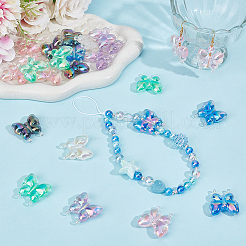 28 шт. 7-цветные радужные переливающиеся акриловые бусины с УФ-покрытием&nbsp;OACR-SC0001-99