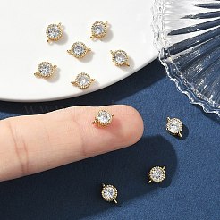 Ciondoli connettori piatti e rotondi in ottone con pavé di zirconi cubici trasparenti Shegrace&nbsp;XGRQ3D730-500G