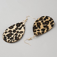 Серьги-подвески из искусственной кожи в форме капли EJEW-WH0014-112