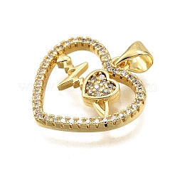 Pendentifs avec zircon cubiques à micro-pavés en laiton&nbsp;KK-K401-06A-G