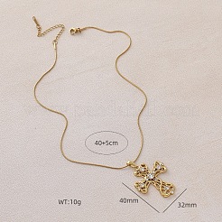 Винтажные ожерелья с подвеской-крестом из нержавеющей стали 304 с прозрачным стеклом для женщин&nbsp;MR8108