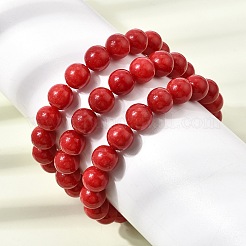 Braccialetti elasticizzati da donna con perline rotonde di giada bianca naturale tinta&nbsp;GG-CBA3F02-12B