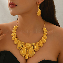 Комплекты из винтажного сплава с полыми каплевидными серьгами и ожерельями для женщин&nbsp;OQ3766