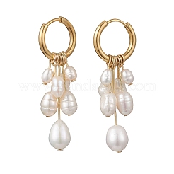 Серьги-кольца с натуральным жемчугом&nbsp;EJEW-JE06933-01