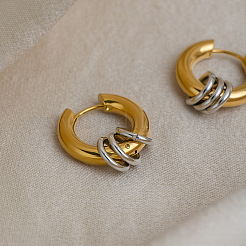 Modische dreifache Ring-Ohrhänger aus Edelstahl 304 für Damen&nbsp;MK3977-2