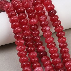染め加工天然石ホワイトジェイドビーズ連売り  ロンデル  ファイヤーブリック  10x6mm  穴：1.2mm  約63個/連  14.88''（37.8センチメートル）&nbsp;G-G107-A43-01