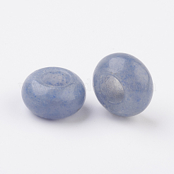 染色・加熱された天然ブルーアベンチュリンのヨーロッパ産ビーズ  大穴ビーズ  ロンデル  14x7~8mm  穴：6mm&nbsp;X-G-G740-14x8mm-18
