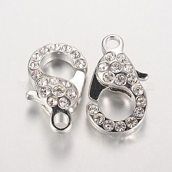 Vetro in lega di fermagli strass Lobster Claw&nbsp;ZIRC-F022-63