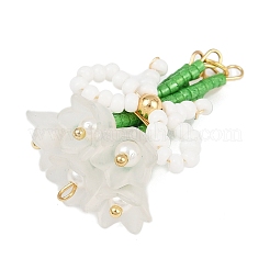 Цветок из стеклянных бусин ручной работы с подвесками-бантиками&nbsp;PALLOY-MZ00753-01