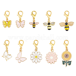20 stücke 10 arten bienen blume schmetterling legierung emaille anhänger dekorationen&nbsp;HJEW-BM0001-17